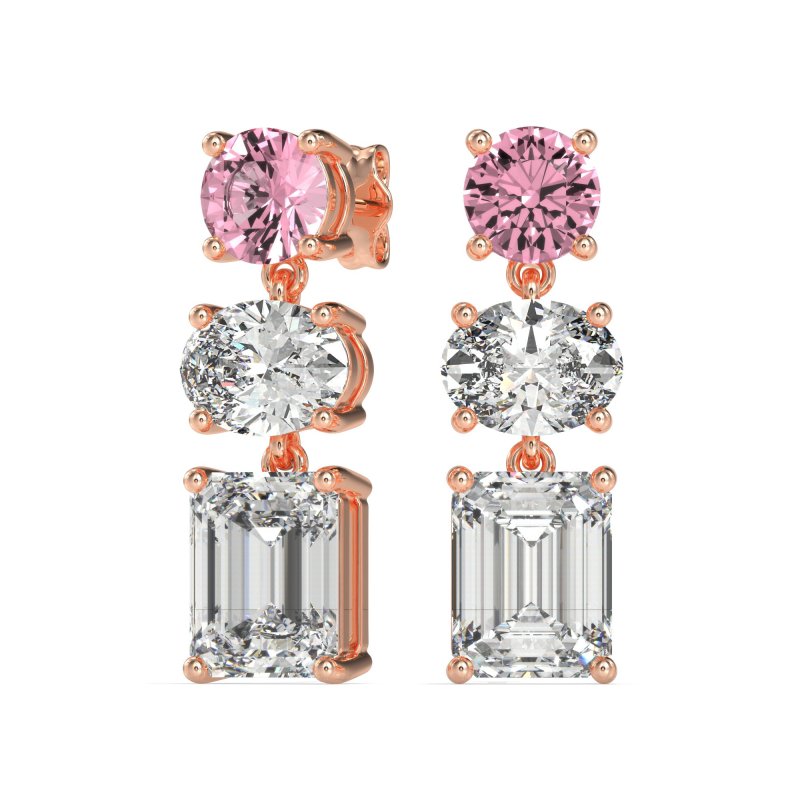 Three-Stone Dangle Earrings