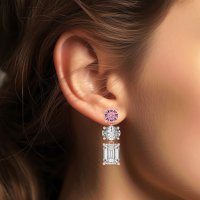 Three-Stone Dangle Earrings
