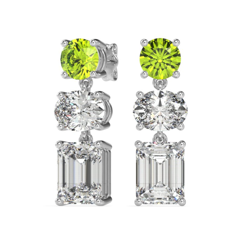 Three-Stone Dangle Earrings