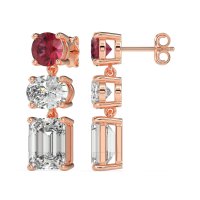 Three-Stone Dangle Earrings