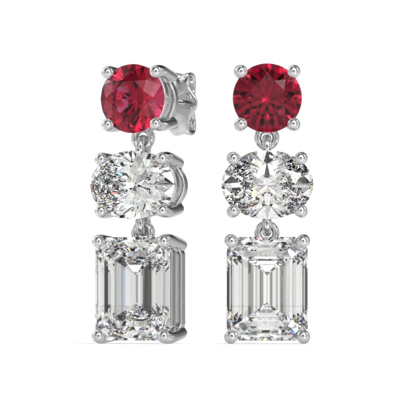 Three-Stone Dangle Earrings
