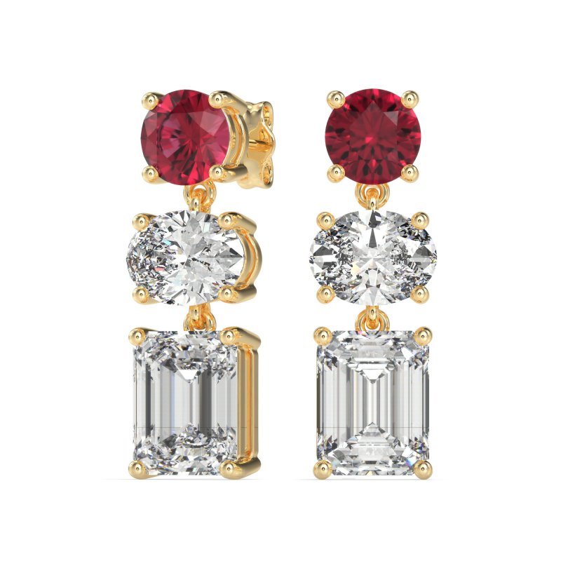 Three-Stone Dangle Earrings