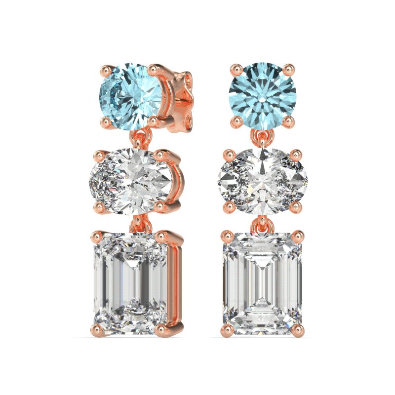 Three-Stone Dangle Earrings