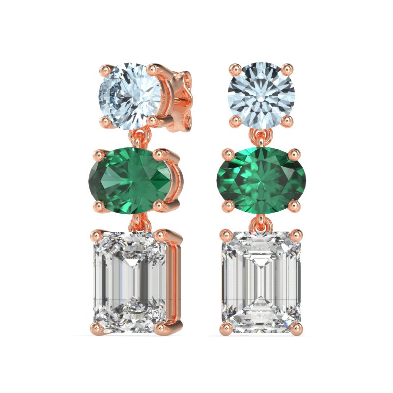 Three-Stone Dangle Earrings