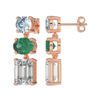 Three-Stone Dangle Earrings