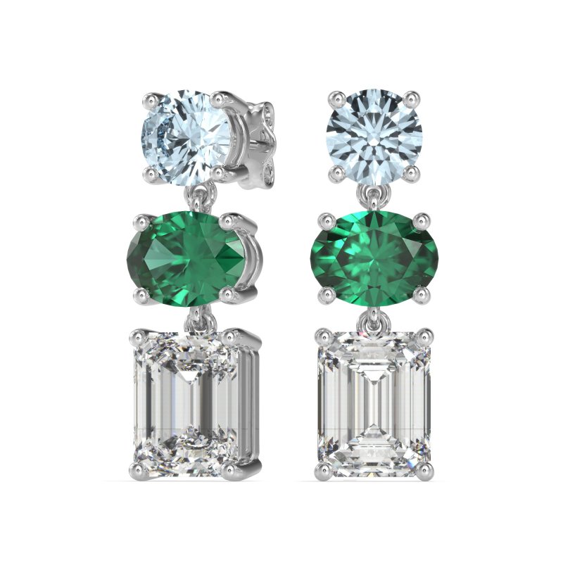 Three-Stone Dangle Earrings