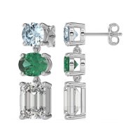 Three-Stone Dangle Earrings