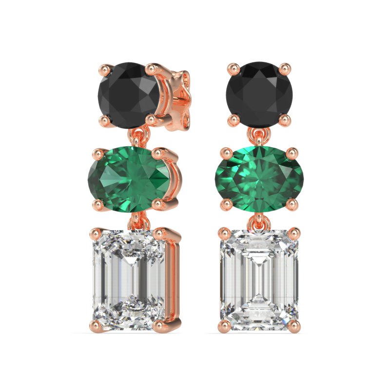 Three-Stone Dangle Earrings