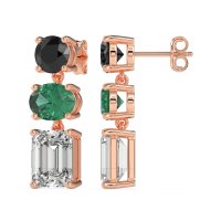 Three-Stone Dangle Earrings