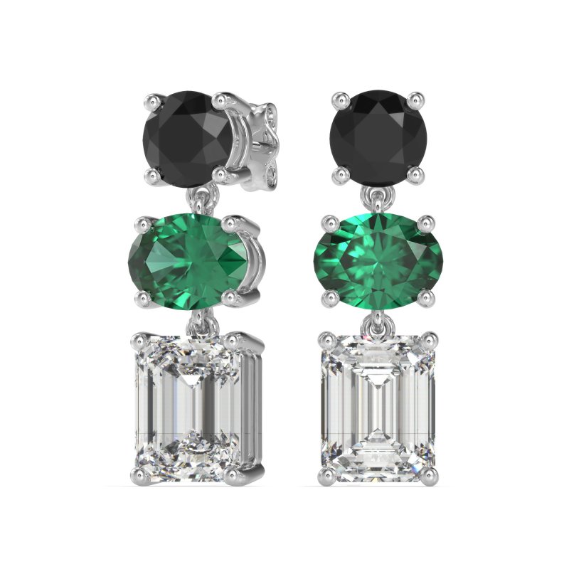 Three-Stone Dangle Earrings