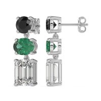 Three-Stone Dangle Earrings