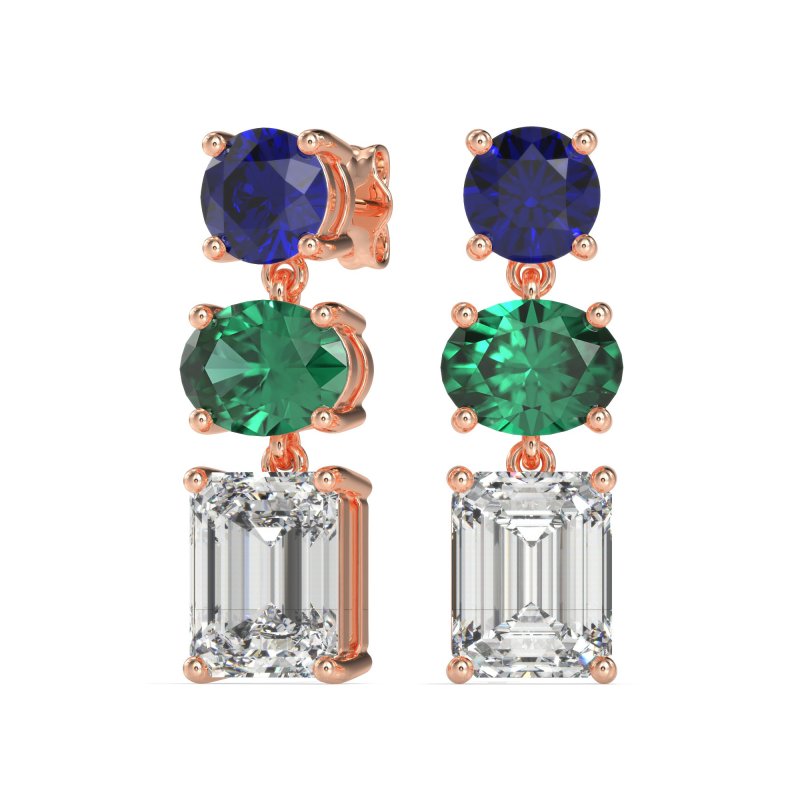 Three-Stone Dangle Earrings