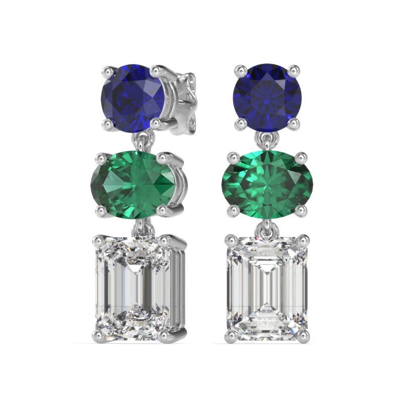 Three-Stone Dangle Earrings