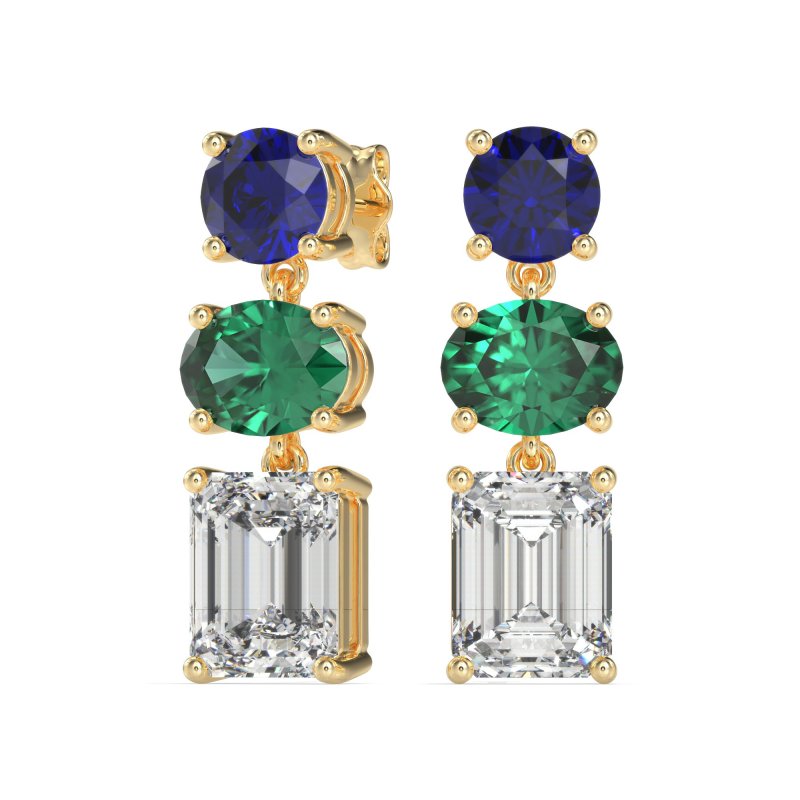 Three-Stone Dangle Earrings