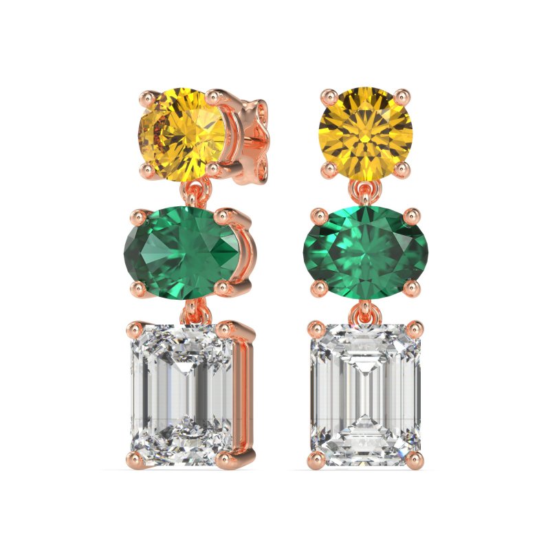 Three-Stone Dangle Earrings