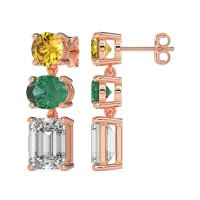 Three-Stone Dangle Earrings