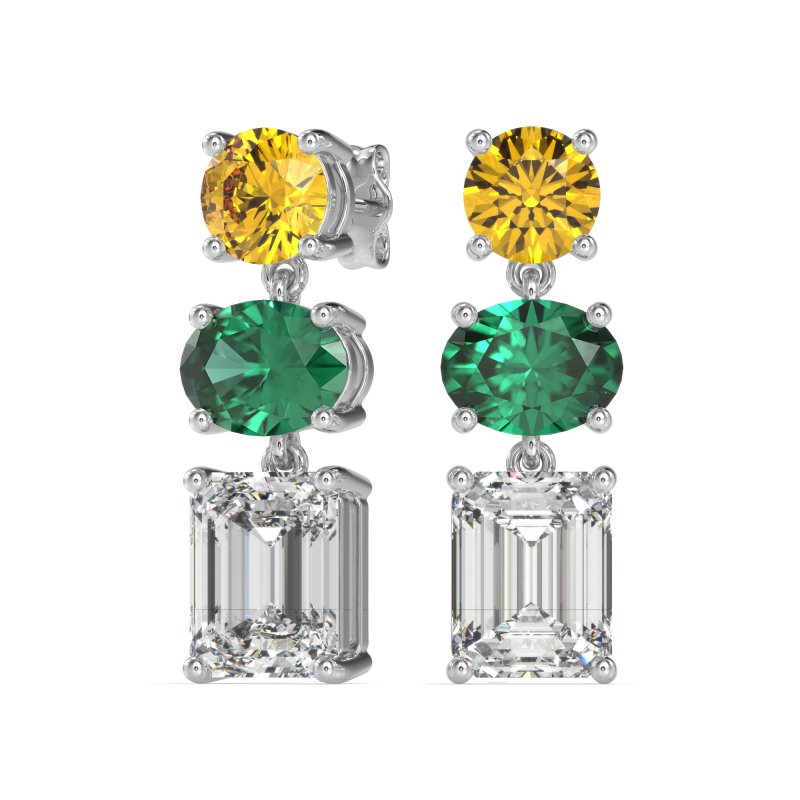 Three-Stone Dangle Earrings