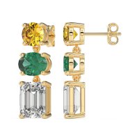 Three-Stone Dangle Earrings