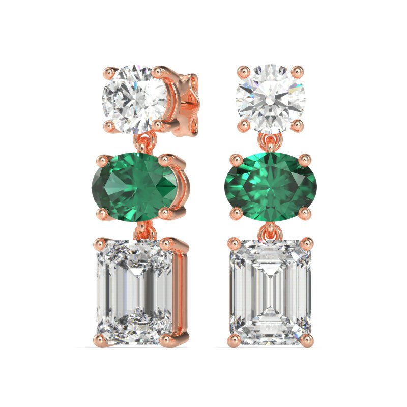 Three-Stone Dangle Earrings