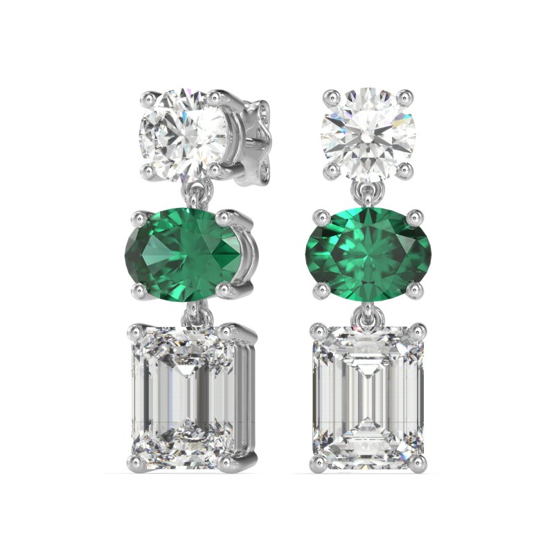 Three-Stone Dangle Earrings