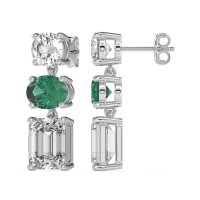 Three-Stone Dangle Earrings