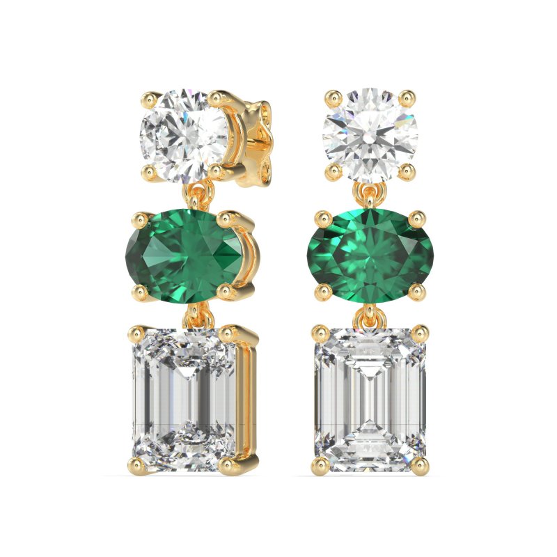 Three-Stone Dangle Earrings