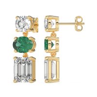 Three-Stone Dangle Earrings