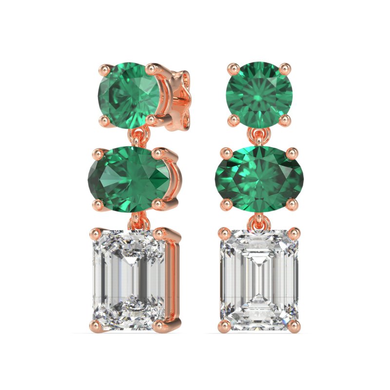 Three-Stone Dangle Earrings