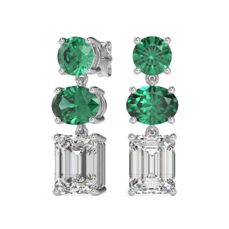 Three-Stone Dangle Earrings