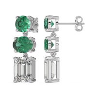 Three-Stone Dangle Earrings