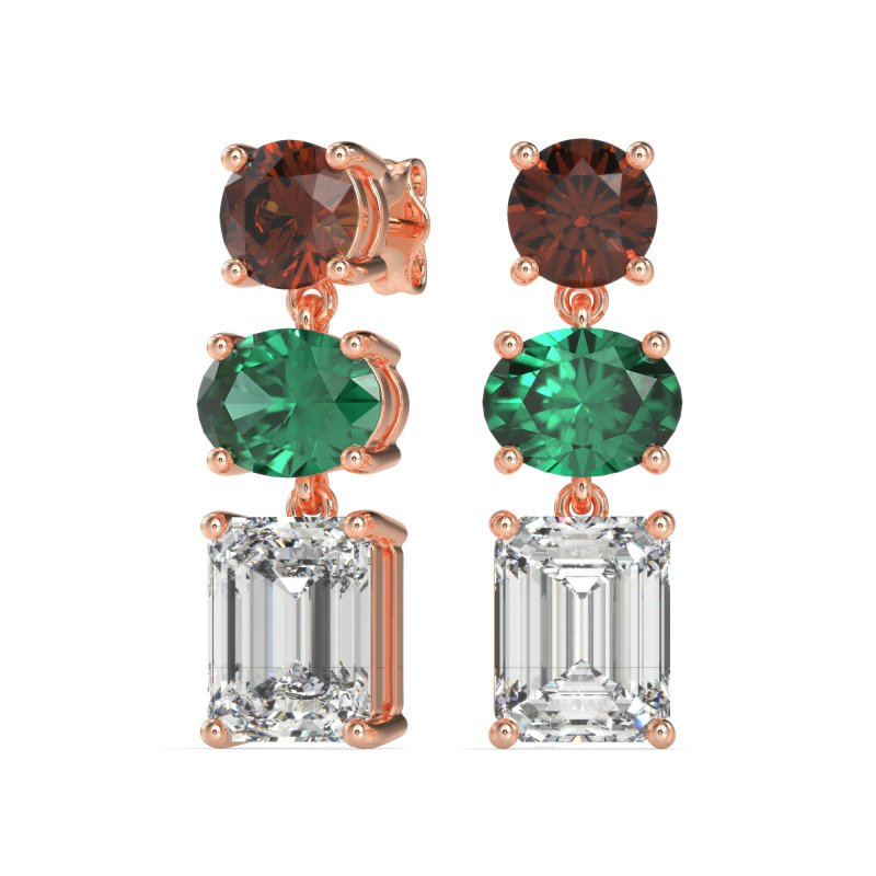 Three-Stone Dangle Earrings