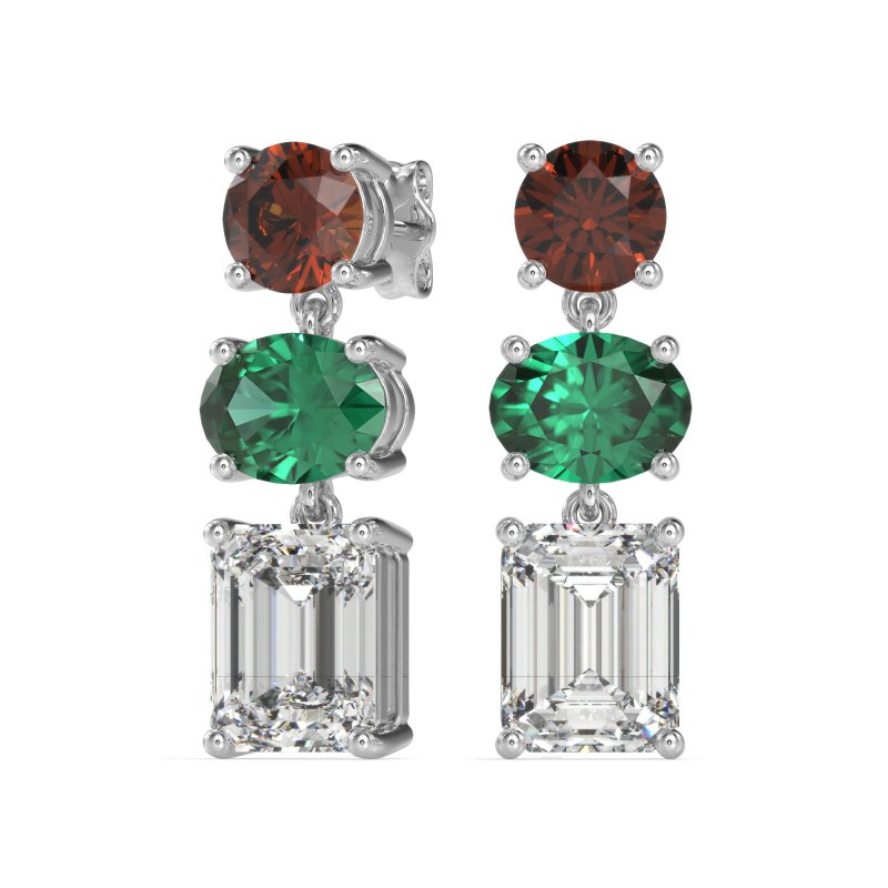 Three-Stone Dangle Earrings