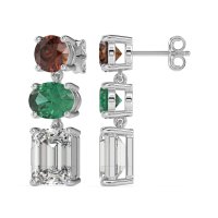 Three-Stone Dangle Earrings