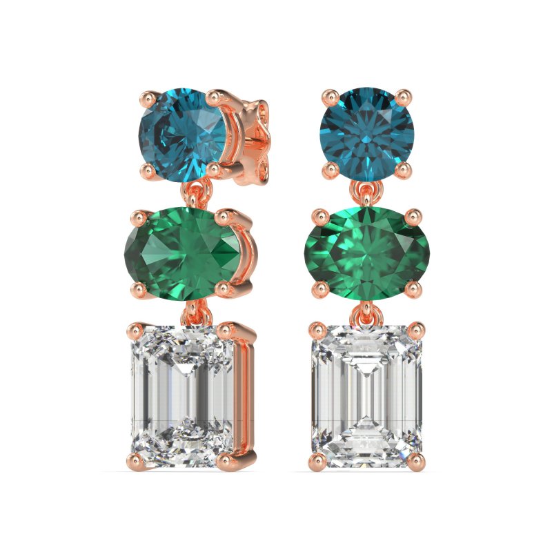 Three-Stone Dangle Earrings
