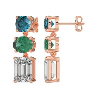 Three-Stone Dangle Earrings