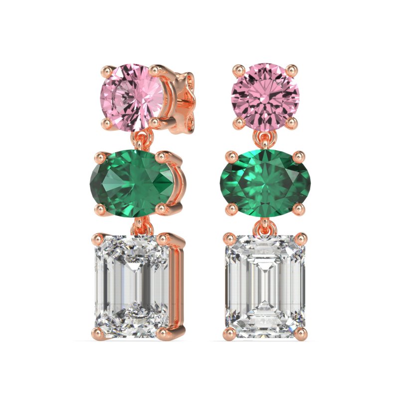 Three-Stone Dangle Earrings