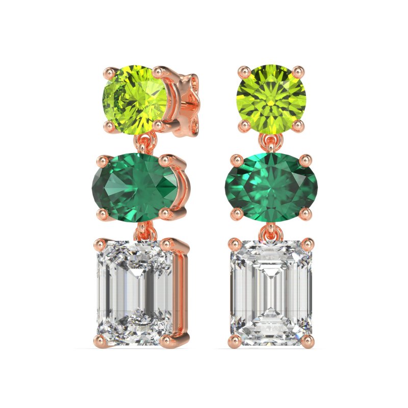 Three-Stone Dangle Earrings