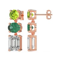 Three-Stone Dangle Earrings