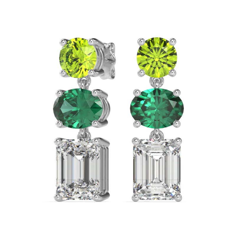 Three-Stone Dangle Earrings