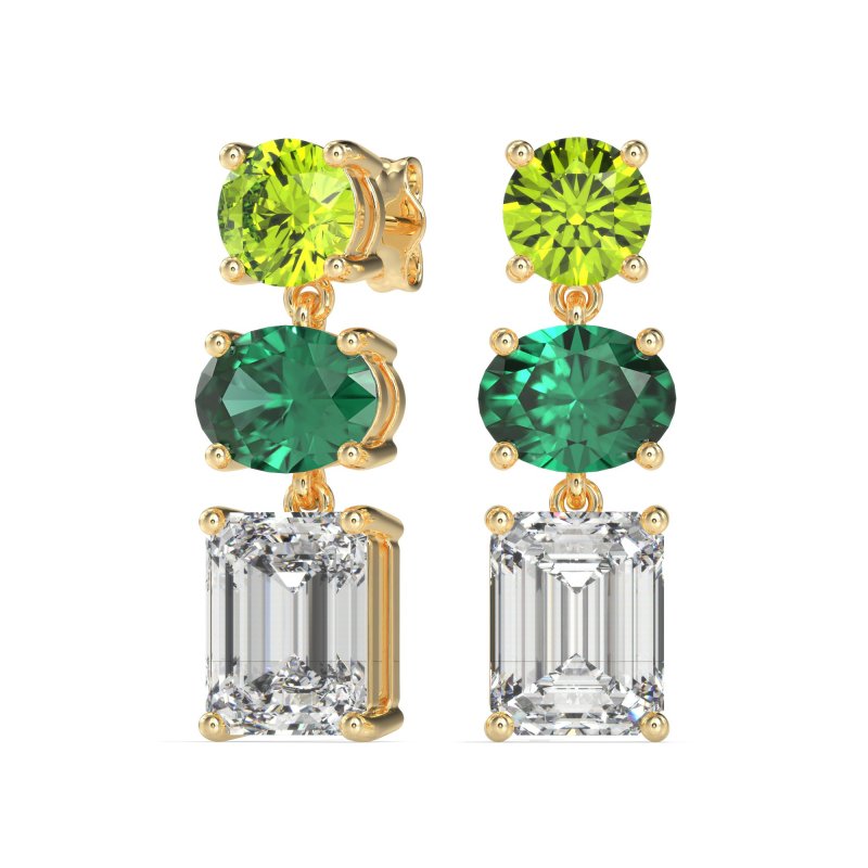 Three-Stone Dangle Earrings