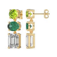Three-Stone Dangle Earrings