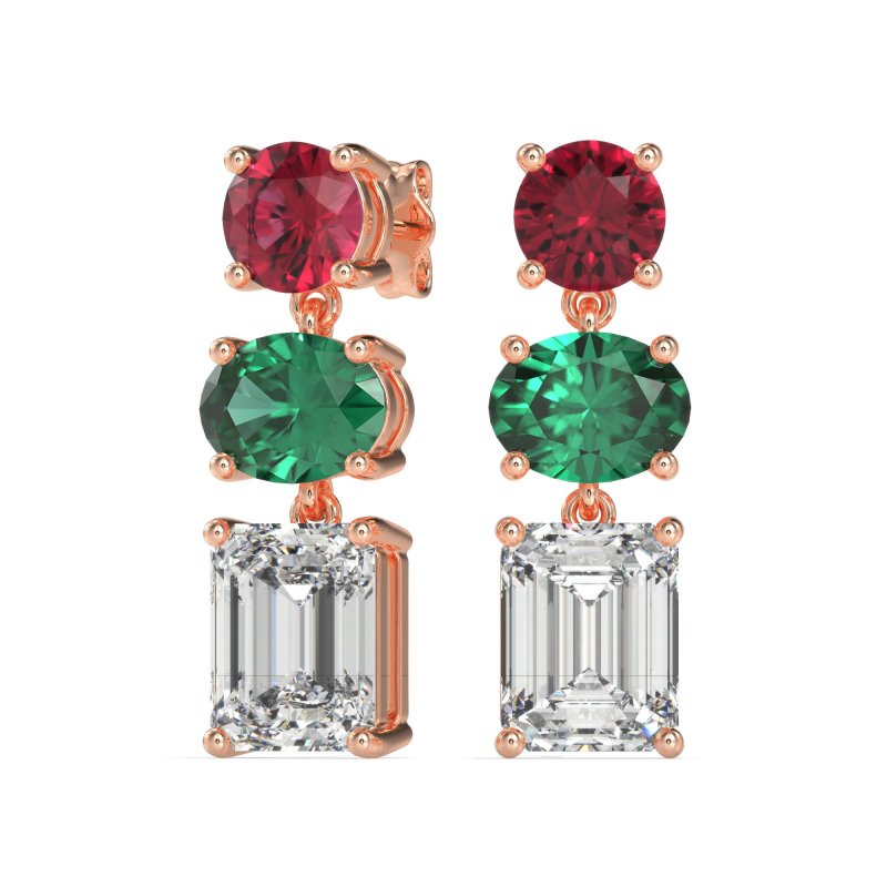 Three-Stone Dangle Earrings