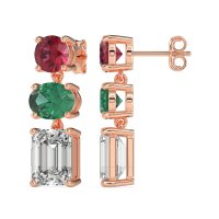 Three-Stone Dangle Earrings