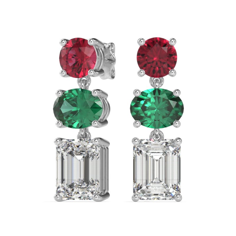 Three-Stone Dangle Earrings