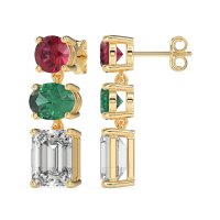 Three-Stone Dangle Earrings