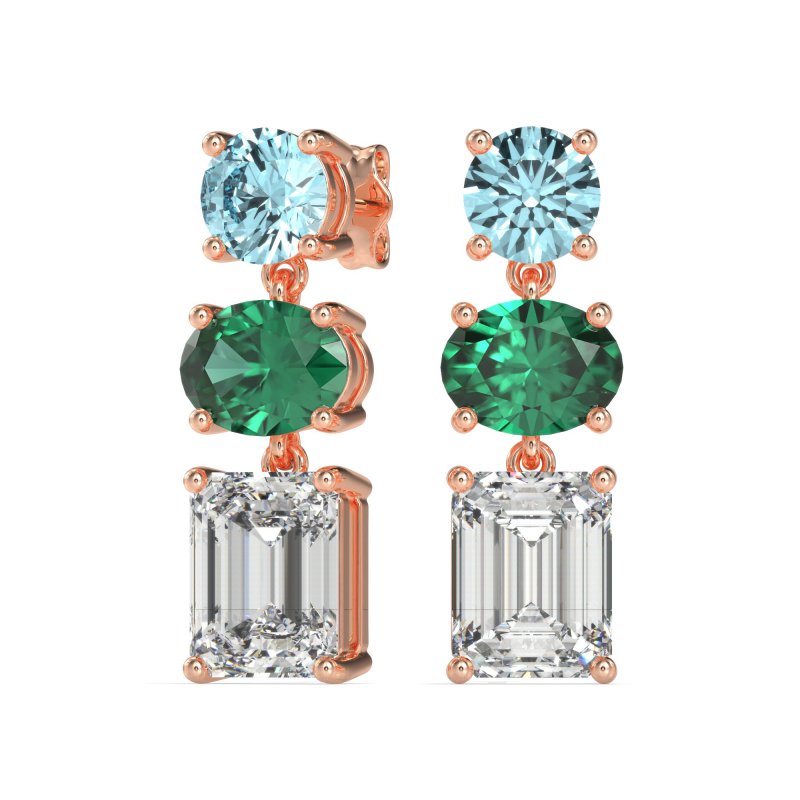 Three-Stone Dangle Earrings