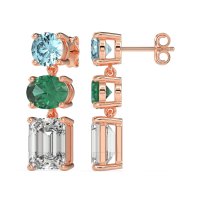 Three-Stone Dangle Earrings