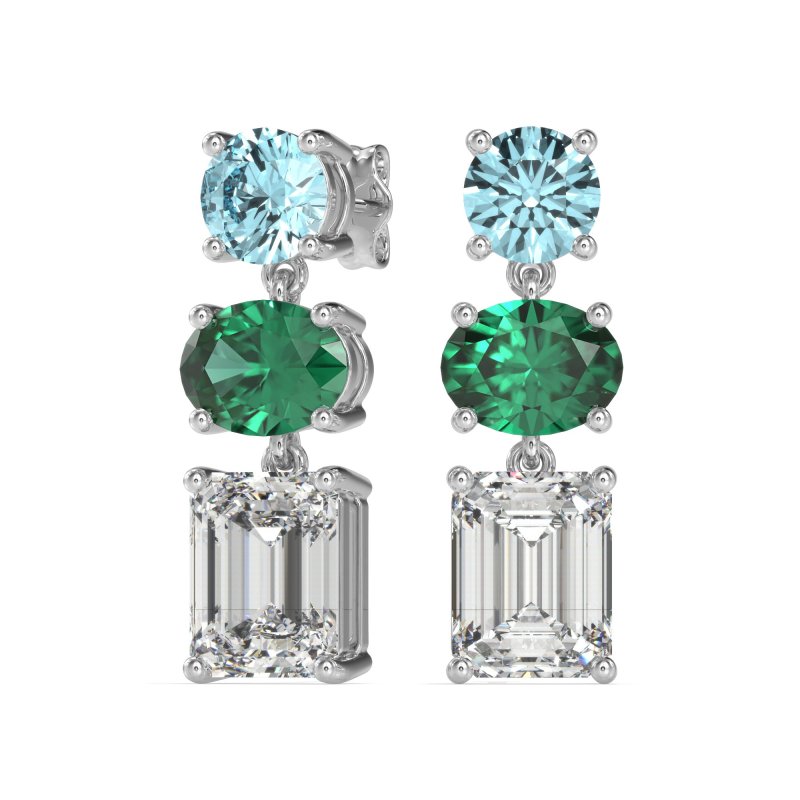 Three-Stone Dangle Earrings