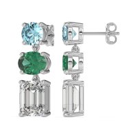 Three-Stone Dangle Earrings