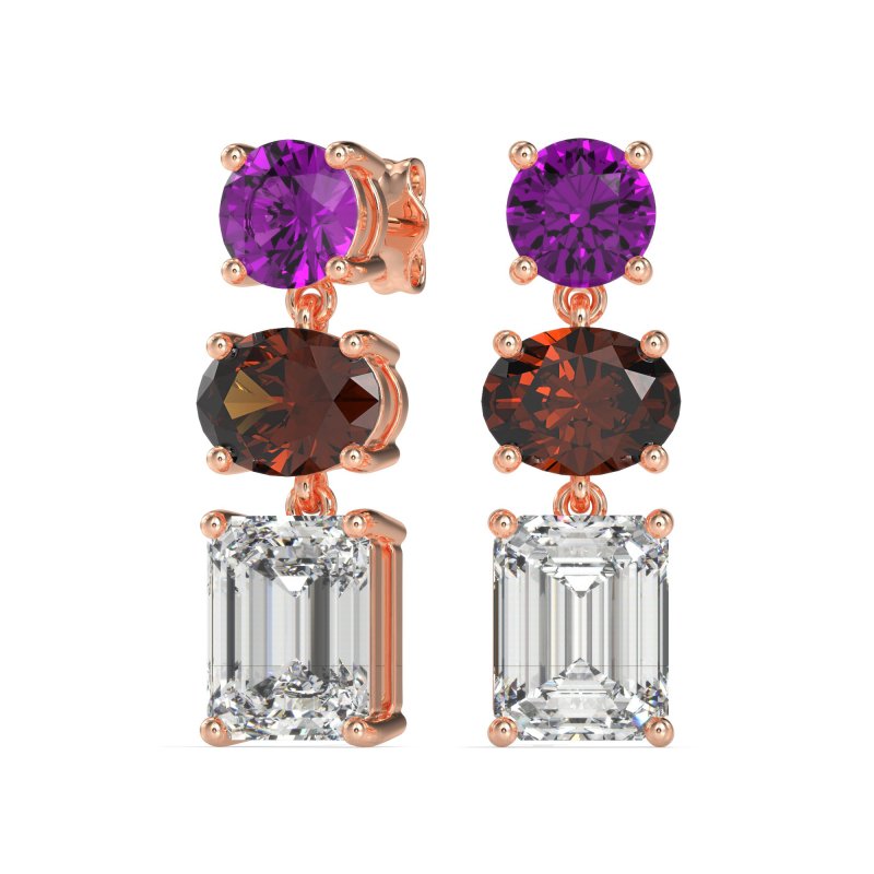 Three-Stone Dangle Earrings